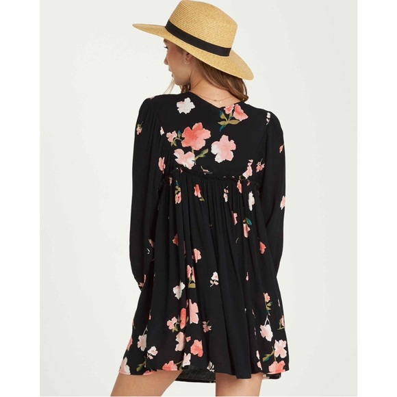 Billabong Black Floral Mini Dress - Picture 4 of 12